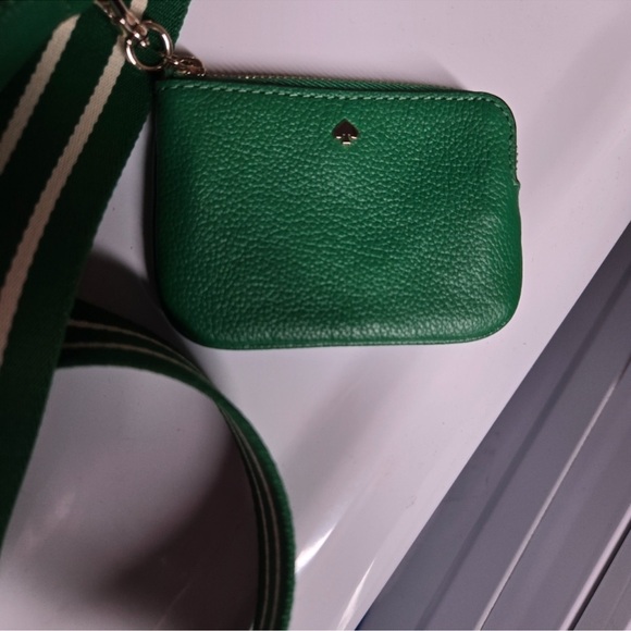 Kate Spade Green Apple Rosie Bucket Bag Pebbled Leather Canvas Crossbody Purse - Picture 10 of 12